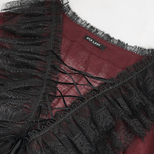 Seraphine Red Frilly Top by Devil Fashion
