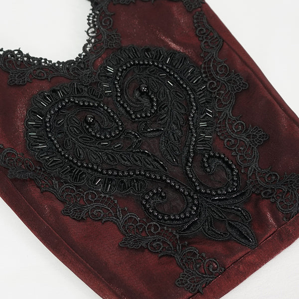 Love & Demise Beaded Chain Strap Red Gothic Bag by Devil Fashion