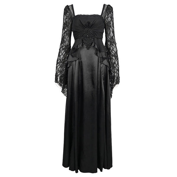 Deadly Celebrations Lace Sleeve Black Dress by Eva Lady