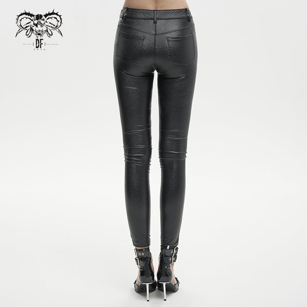 Moonlit Maven Lace Up Faux Leather Pants by Devil Fashion