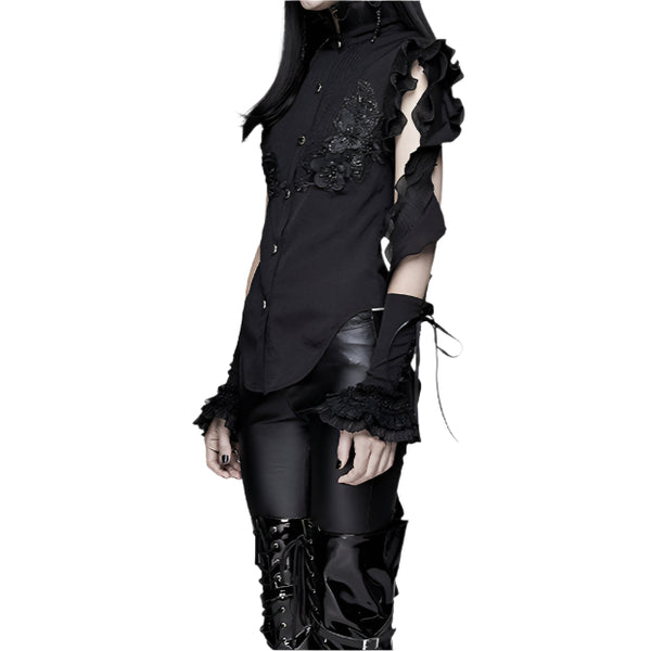 Dark Heart Button Up Vest Top by Devil Fashion