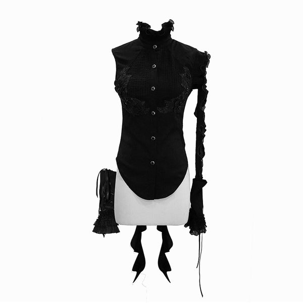 Dark Heart Button Up Vest Top by Devil Fashion