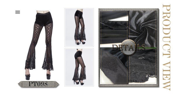 Cursed Lace Up Sheer Flared Pants by Devil Fashion