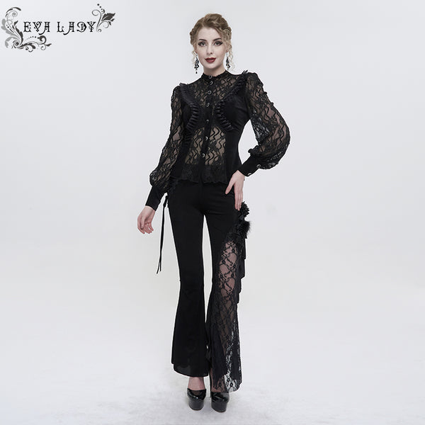 Penelope Lace Black Velvet Top by Eva Lady