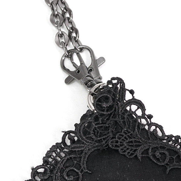 Love & Demise Beaded Chain Strap Black Gothic Bag by Devil Fashion