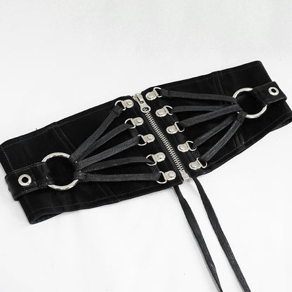 Zoe Zip Up Faux Leather Corset Belt by Devil Fashion