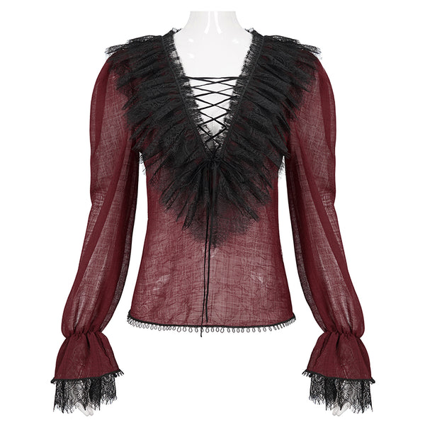 Seraphine Red Frilly Top by Devil Fashion