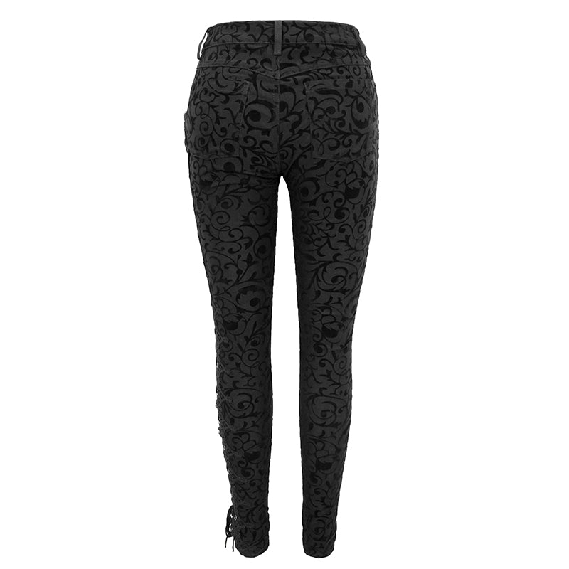 Ophelia Brocade Lace Up Pants by Devil Fashion