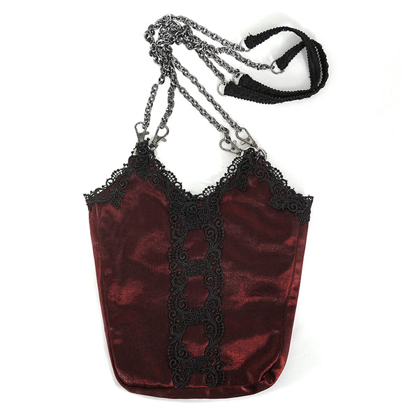 Love & Demise Beaded Chain Strap Red Gothic Bag by Devil Fashion