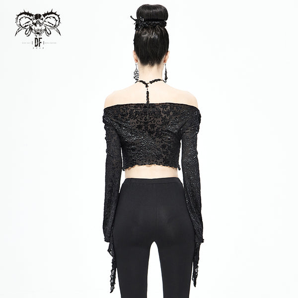 Sabrina Off the Shoulder Bell Sleeve Crop Top by Devil Fashion