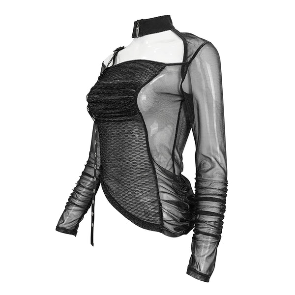 Coffin Cutie Rushed Mesh Top by Devil Fashion