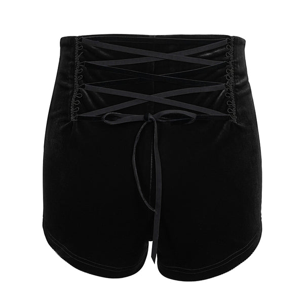 Vesper Black Velvet Shorts by Devil Fashion