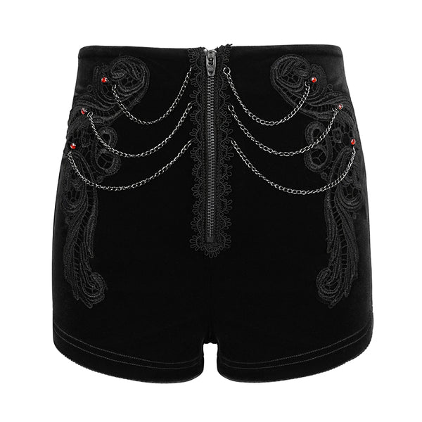 Vesper Black Velvet Shorts by Devil Fashion