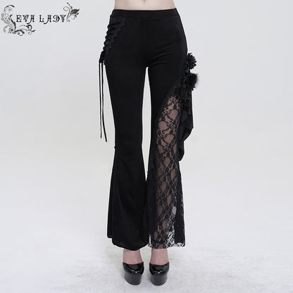 Rebeka Rose Lace Black Flare Pants by Eva Lady