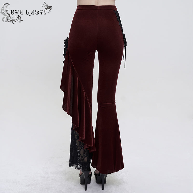Rebeka Rose Lace Red Flare Pants by Eva Lady