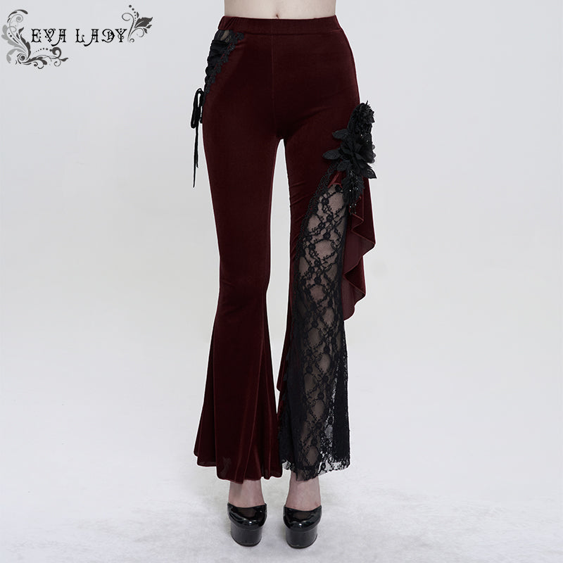 Rebeka Rose Lace Red Flare Pants by Eva Lady