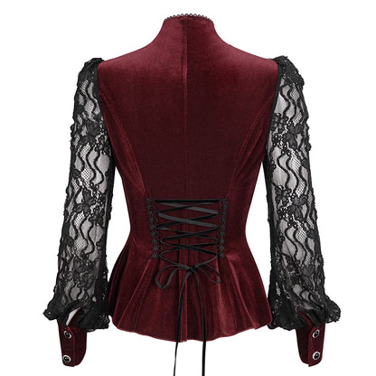 Penelope Lace Red Velvet Top by Eva Lady