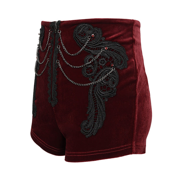 Vesper Red Velvet Shorts by Devil Fashion
