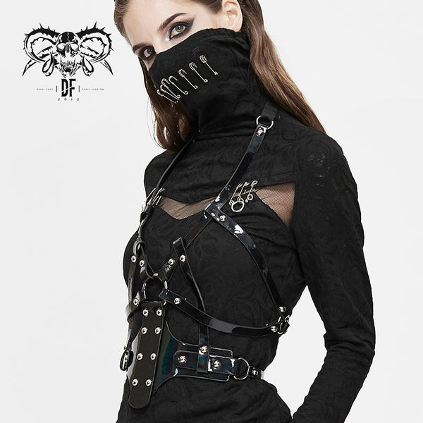 No Romance Patent Leather Harness by Devil Fashion