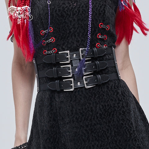 Black 'Cyrielle' Females Corset Belt by Punk Rave • the dark store™