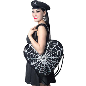 Spiderweb Sparkle Heart Bag by Kreepsville 666