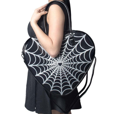 Spiderweb Sparkle Heart Bag by Kreepsville 666