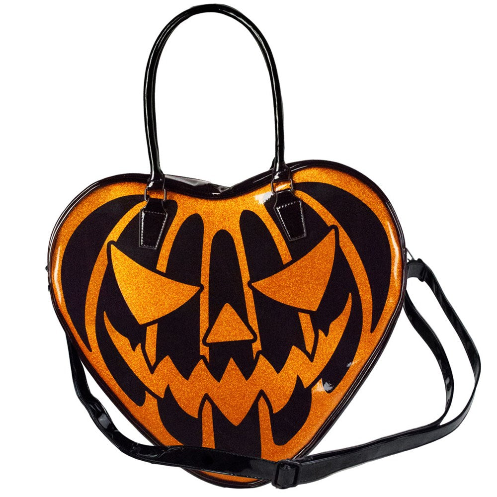 Pumpkin Glitter Heart Bag by Kreepsville 666