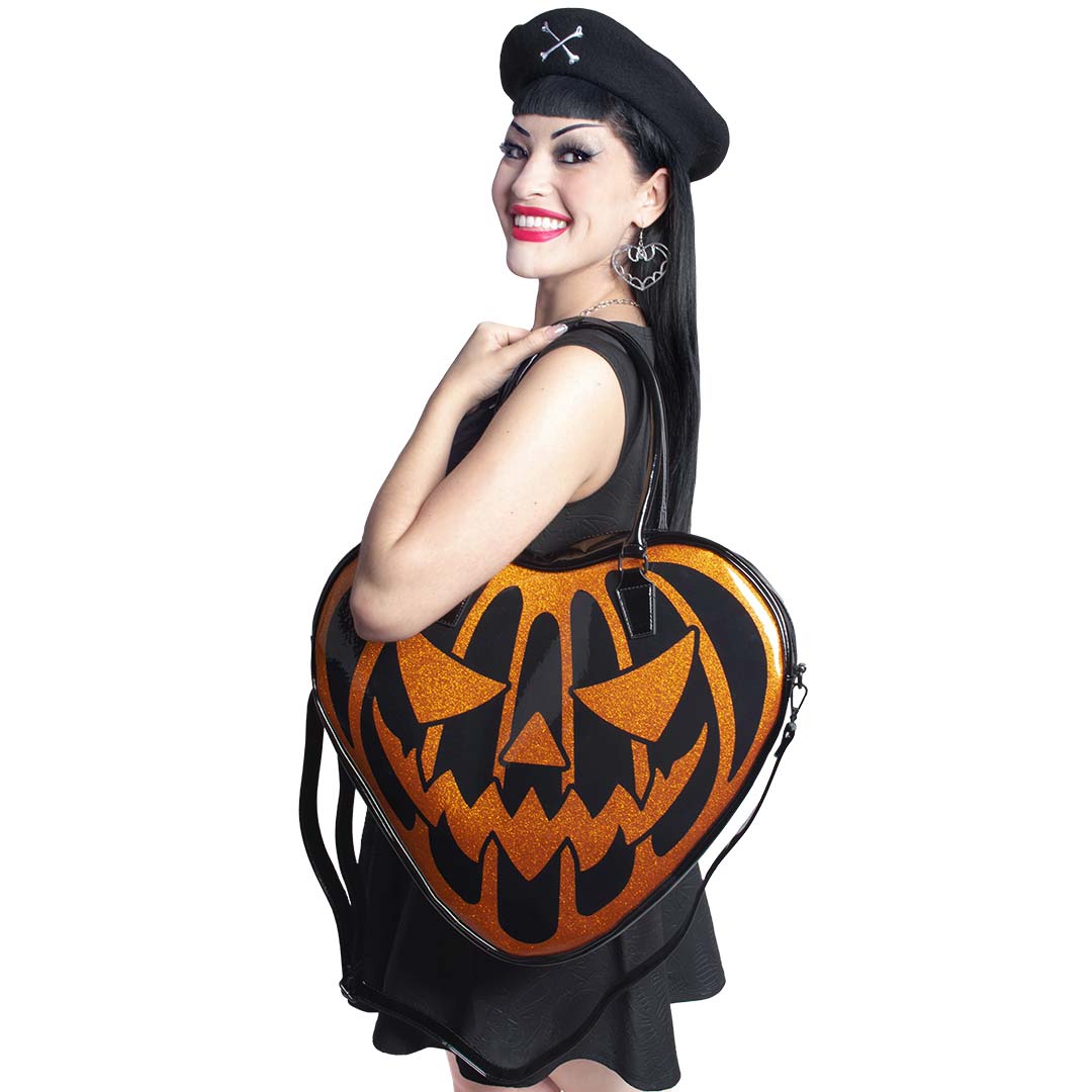 Pumpkin Glitter Heart Bag by Kreepsville 666