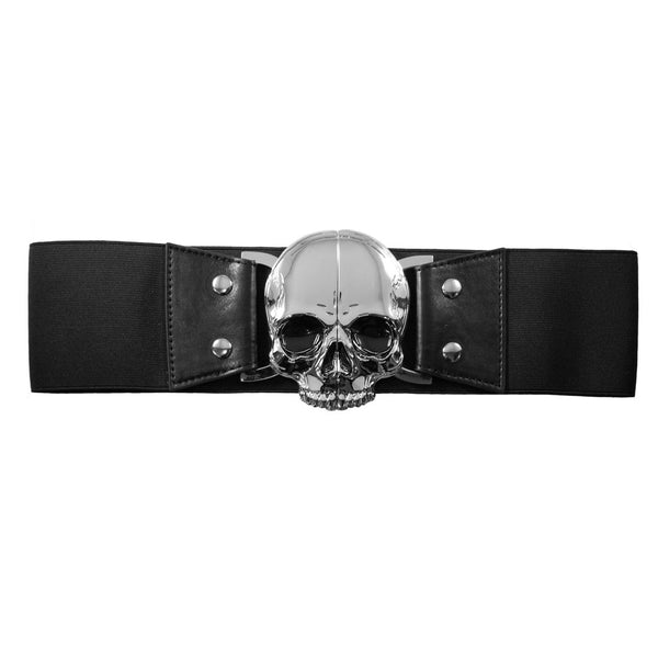 Elastic Waist Belt Skull Black by Kreepsville 666