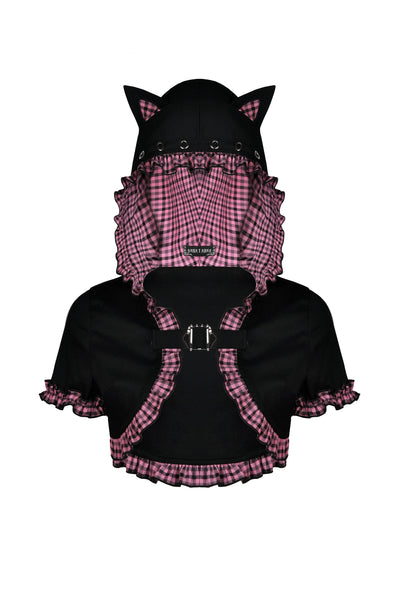 Pink Plaid Cat Ear Hooded Top by Dark In Love
