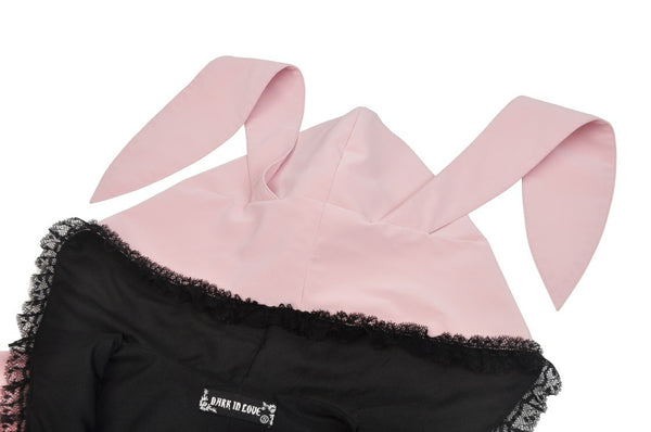 Pink With Love Bunny Ears Hooded Top by Dark In Love