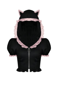 Purfect Pink Frill Cat Ear Hooded Top by Dark In Love