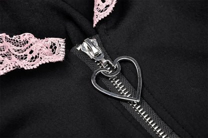 Purfect Pink Frill Cat Ear Hooded Top by Dark In Love