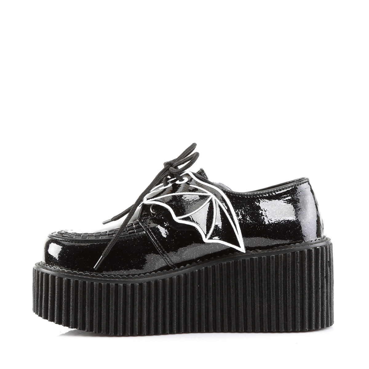 CREEPER-205 Batwing Black Glitter Creeper Shoes by Demonia