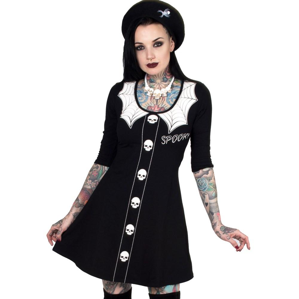 Spooky Girl Flare 3/4 Sleeve Dress by Kreepsville 666