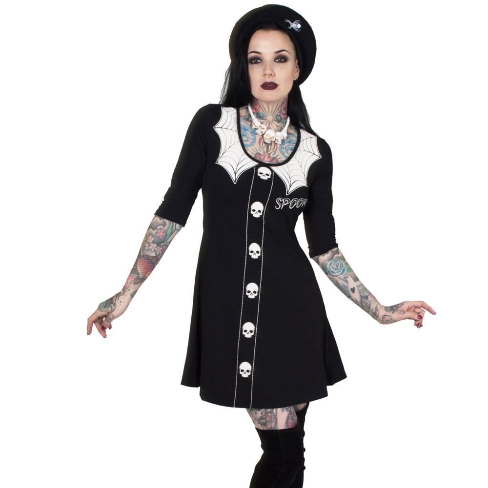 Spooky Girl Flare 3/4 Sleeve Dress by Kreepsville 666