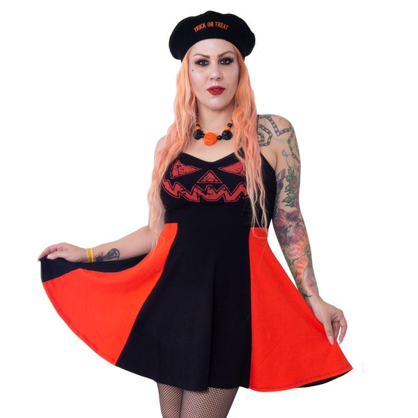 Jack-O-Lantern Pumpkin Pinafore Dress by Kreepsville 666