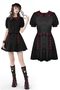 Miss Bloody Mary Plaid Trim Dress by Dark In Love