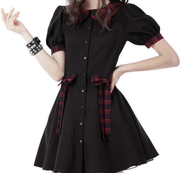 Miss Bloody Mary Plaid Trim Dress by Dark In Love