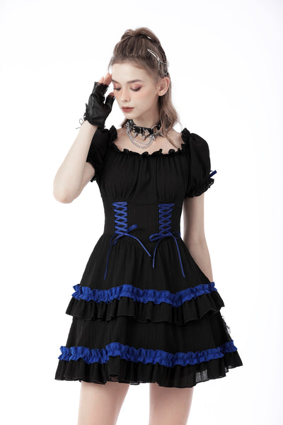 Billy Blue Frill Dress by Dark In Love