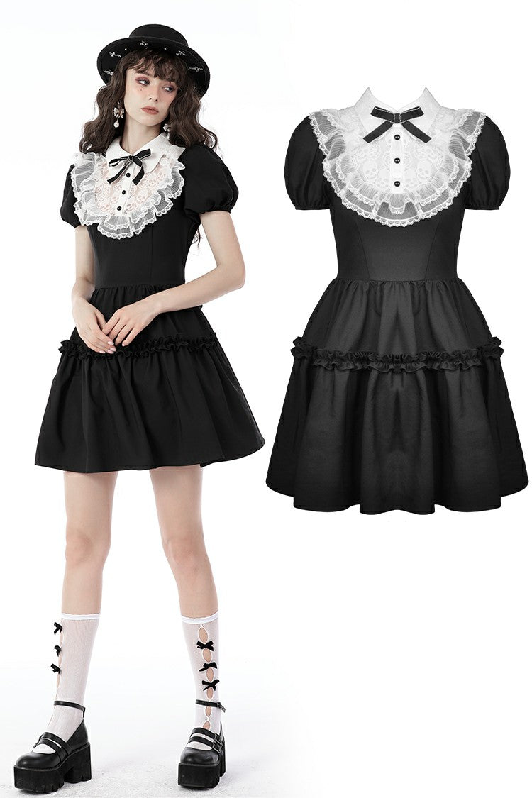 Darling Skull Lace Ruffle Dress by Dark In Love