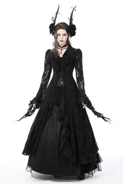 Midnight Rose Frilly Lace Cardigan Dress by Dark In Love