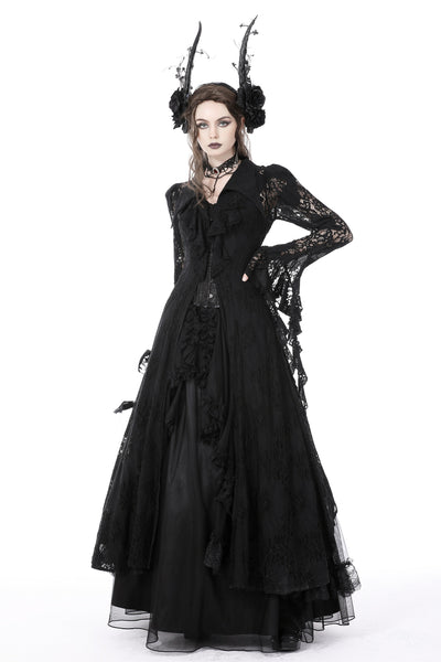 Midnight Rose Frilly Lace Cardigan Dress by Dark In Love