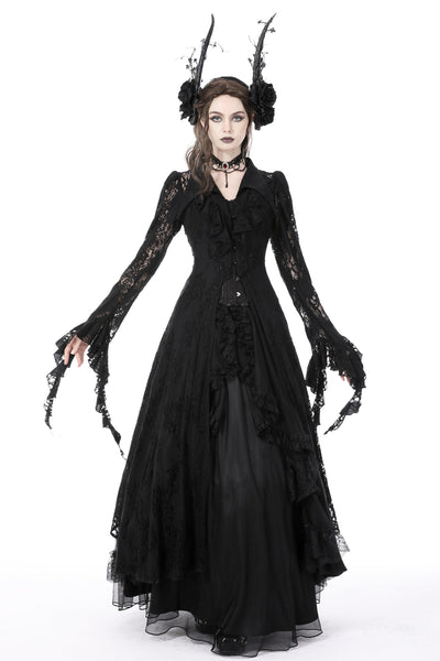 Midnight Rose Frilly Lace Cardigan Dress by Dark In Love