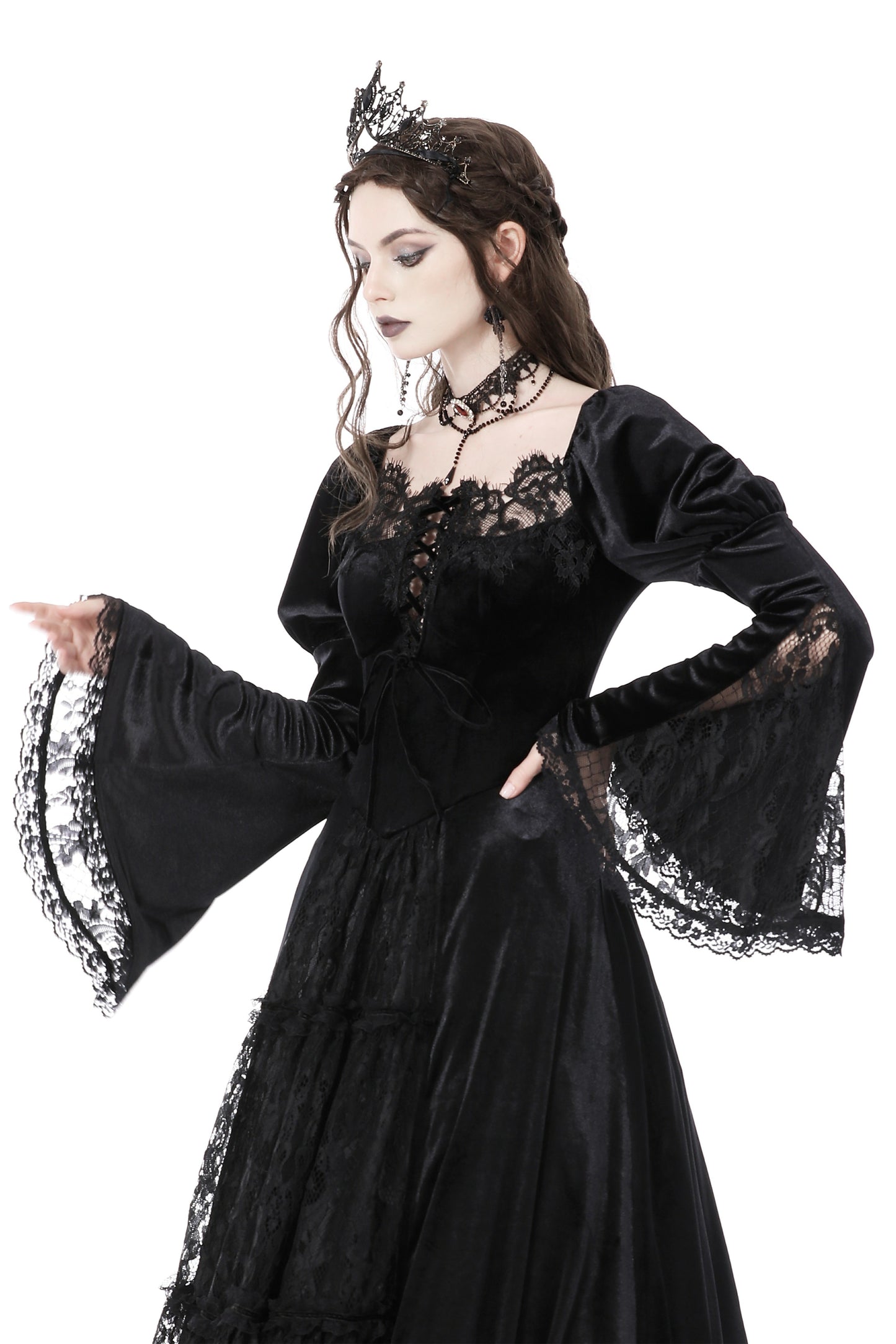Send A Raven Velvet Lace Dress by Dark In Love