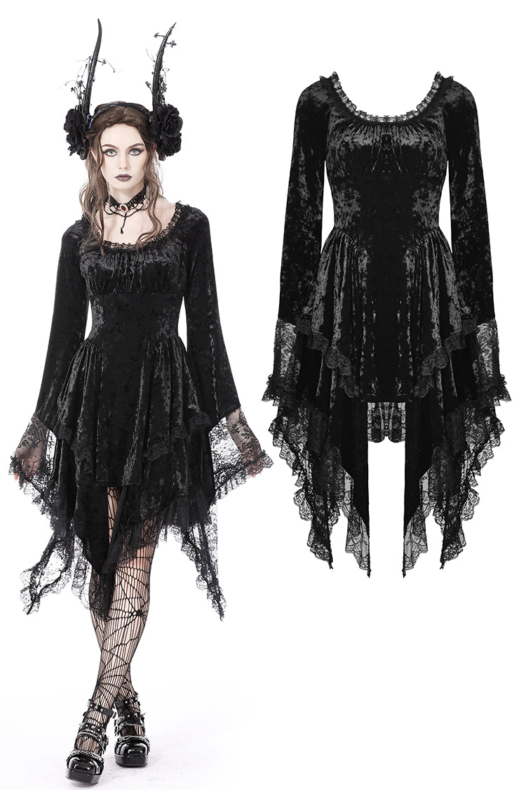 Enchanted Lace Bell Sleeves Velvet Dress by Dark In Love