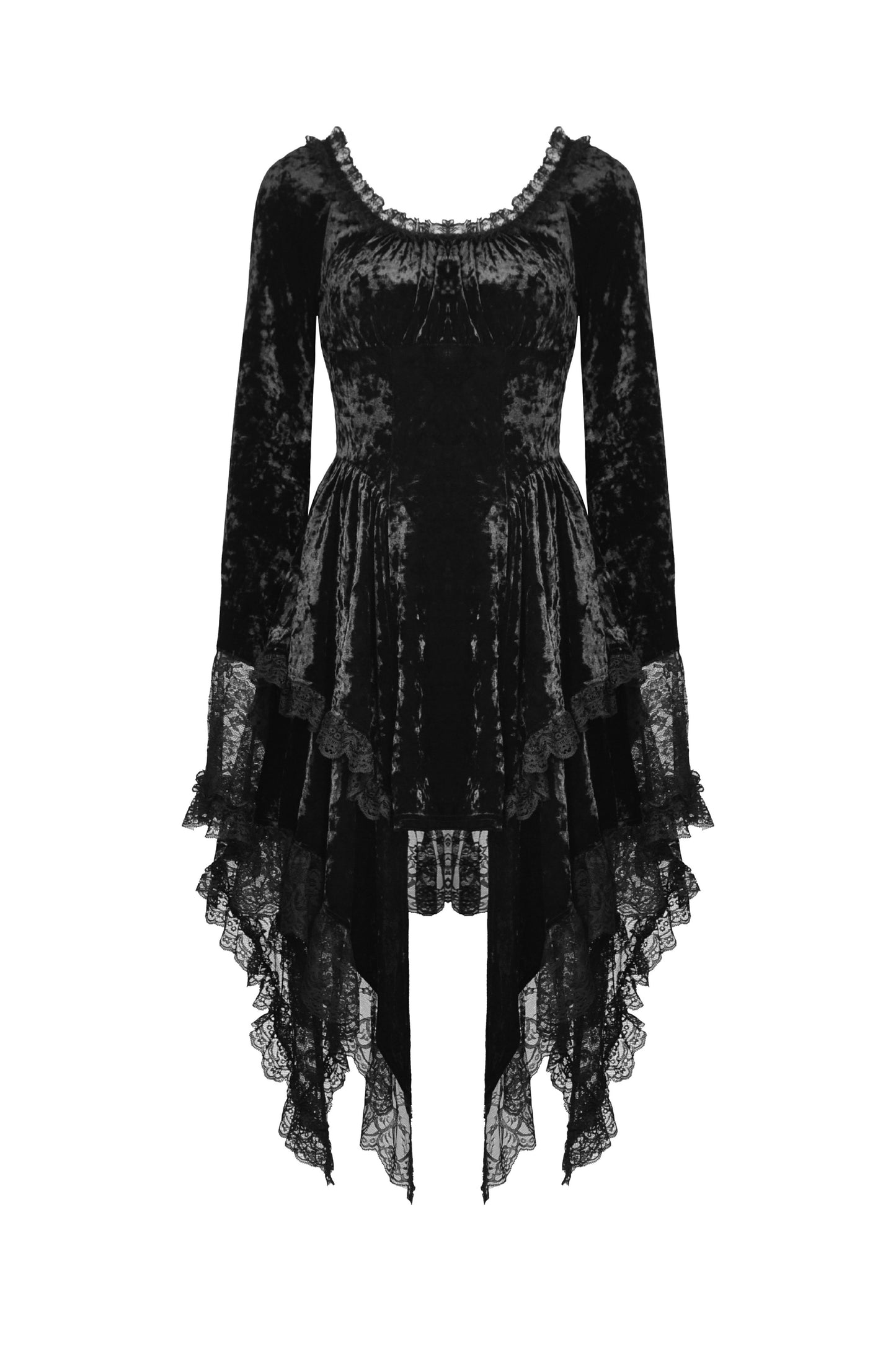 Enchanted Lace Bell Sleeves Velvet Dress by Dark In Love