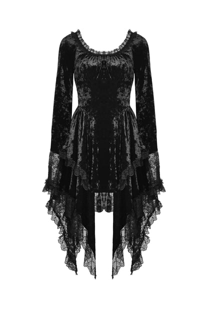 Enchanted Lace Bell Sleeves Velvet Dress by Dark In Love