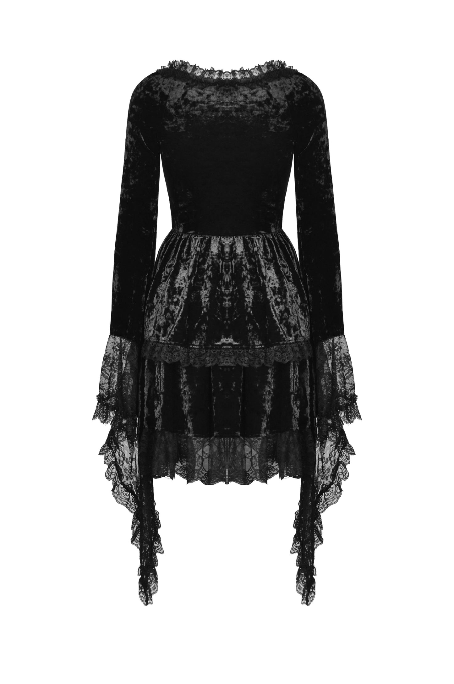 Enchanted Lace Bell Sleeves Velvet Dress by Dark In Love