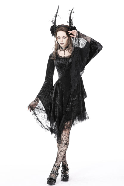 Enchanted Lace Bell Sleeves Velvet Dress by Dark In Love